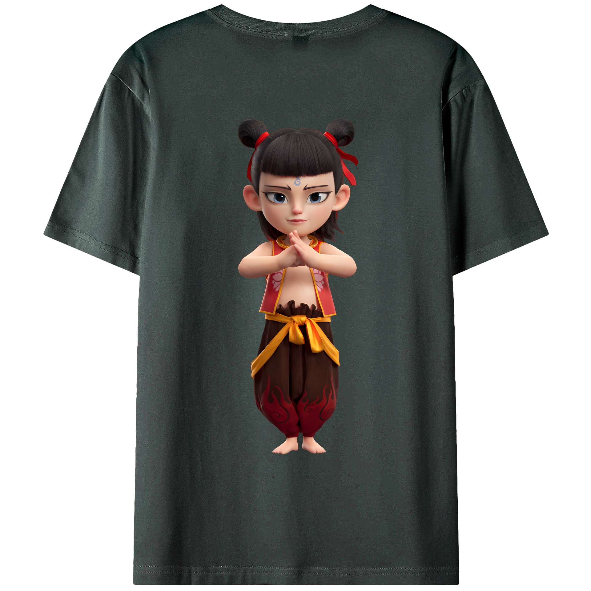 （画像用） Ne Zha 2 ナタ 魔童の大暴れ 綿100％ メンズ半袖Tシャツ（バックプリント） 通気性